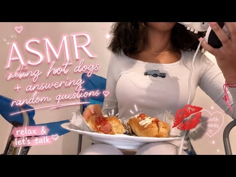 🌭 ASMR Eating Hot Dogs + Answering Random Questions 🤍
