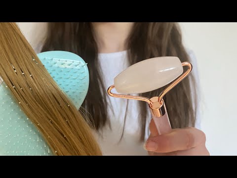 ASMR personal attention | hair brushing + skin care | Actual camera touching | lo-fi | real hair