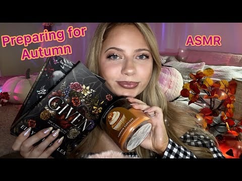 ASMR 🍂 Preparing for Autumn | Spooky Books, Candles, Makeup, Fall Decor + Tapping