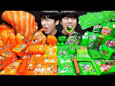 ASMR MUKBANG | 직접 만든 갤럭시 꿀젤리 오렌지 그린 디저트 아이스크림 먹방 & DESSERT GALAXY HONEY JELLY CANDY