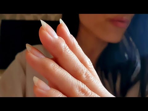 ASMR Hand Movement For Your Sleep ☁️💙 long nail tapping, finger fluttering, ear to ear whisper