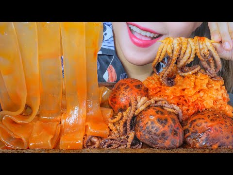 ASMR EATING SPICY GIANT GLASS NOODLES X GIANT MUSHROOM X SNOW MUSHROOM x OCTOPUS | LINH ASMR