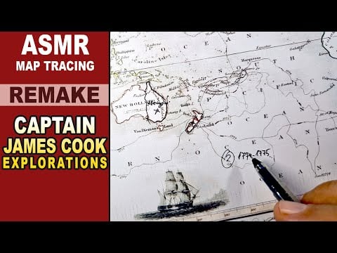 ASMR: Tracing Map of Captain James Cook Explorations in Pacific Ocean With Facts | ASMR whispering