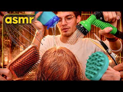 ASMR SPA CAPILAR PARA DORMIR EN MINUTOS 😴 CORTE, LAVADO DE CABELLO Y CEPILLADO