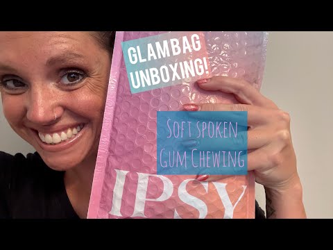 ASMR - July IPSY Bag Unboxing! Soft Spoke Gum Chewing/Nail Tapping❤️