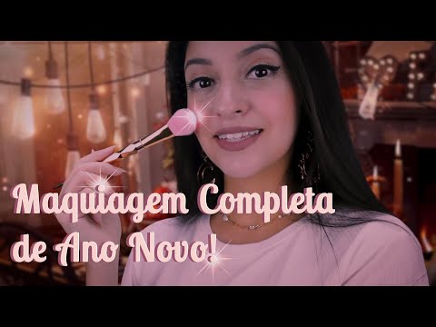 [ASMR] UMA HORA DE MAQUIAGEM COMPLETA & CABELO DE ANO NOVO ♕ Sons em Camadas l Makeup Roleplay ASMR