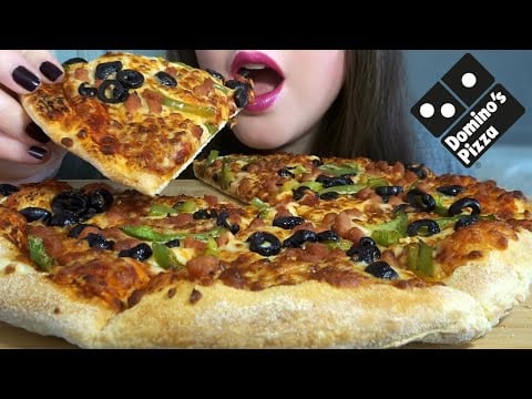 ASMR Domino's Pizza & Cheddar Habanero Dip [Satisfying Eating Sounds]