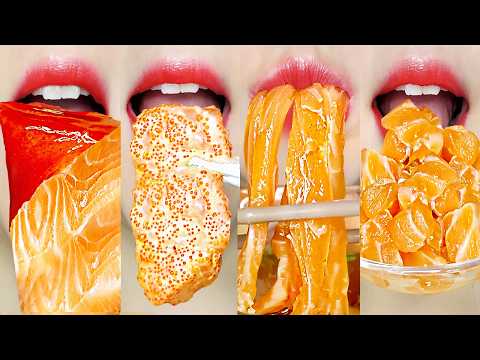 ASMR Whole Raw Salmon Mukbang 🍣 연어 이모지 먹방 Salmon Noodles & Cubed Sashimi Eating Sounds