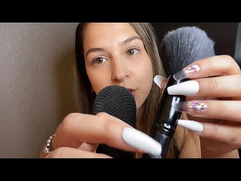 ASMR Tingly mic brushing + Whispers 🖤