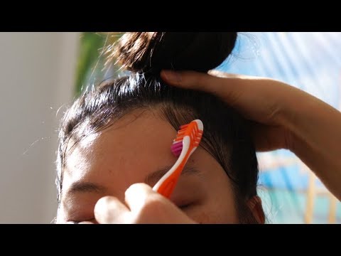 ASMR *HAIR STYLING* (Story Time Whispers) Hair Brushing, De-greasing, Top Knot + LAYING DOWN EDGES!!