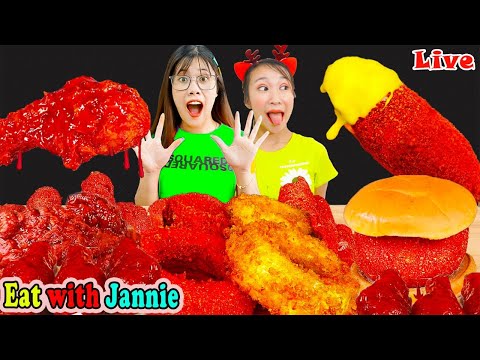 Chikki Chicken Hot Dog Mukbang 치토스 핫도그 치킨 먹방 Eat with Jannie