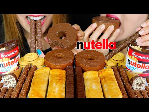 ASMR NUTELLA CHOCOLATE CAKE, CHOCOLATE HAZELNUT CONE, DARK CHOCOLATE, PUFF PASTRY 먹방 | Kim&Liz ASMR