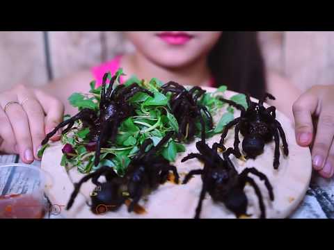 ASMR eating SPIDER challenge (EXOTIC FOOD eating sound)| LINH ASMR