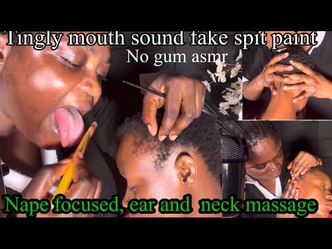 ASMR ✨TINGLY mouth sound fake spit painting, Intense ear, neck and head scratch massage for sleep