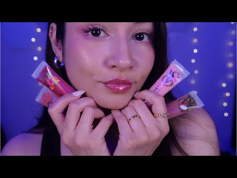 ASMR Lip Gloss Application (Mouth Sounds, Tapping, Trigger Words)