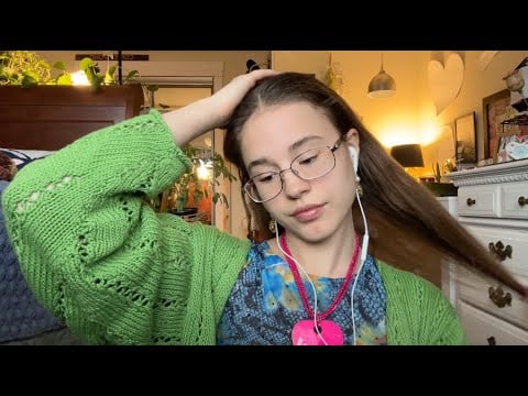 ASMR Oiling my hair and yours (personal attention, hair brushing, scalp massage)