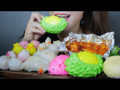 ASMR DUMPLINGS X CHEESY SPICY CHICKEN X STEAMED BUNS EATING SOUND | LINH-ASMR