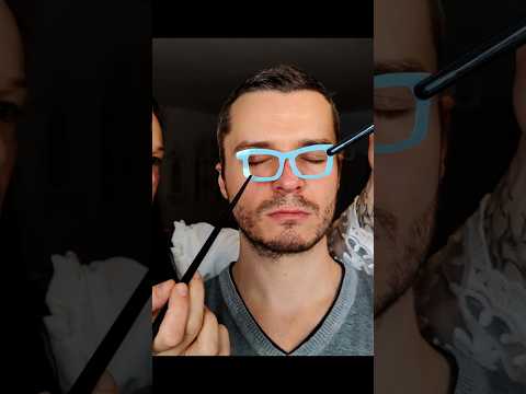 Try on the blue glasses