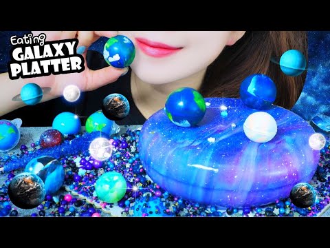 ASMR GALAXY CHEESE CAKE X ROCK CANDY X GALAXY CANDY X EARTH GUMMY BALL , EATING SOUNDS |LINH-ASMR