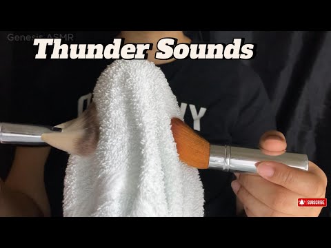ASMR Towel Brushing | Thunder Sounds? (No Talking)