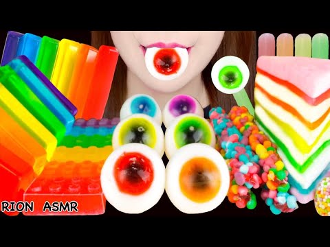 【ASMR】【RECIPE 】RAINBOW DESSERTS*EYEBALL JELLY,KOHAKUTO*MUKBANG 먹방 EATING SOUNDS NO TALKING