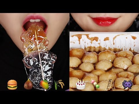CANDIED JELLY ASMR RICE CAKE MUKBANG EMOJI FOOD ASMR 🍔