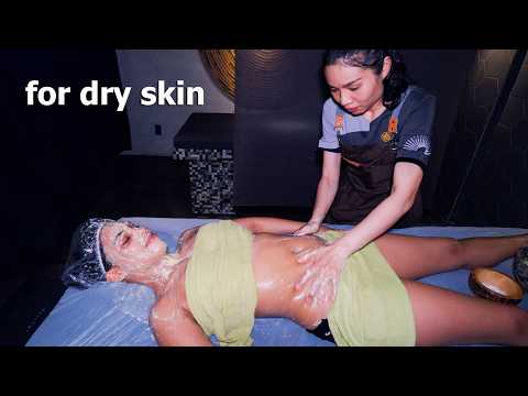 ASMR: Relaxing RAW Vietnamese Pumpkin Oatmeal Milk Body Scrub and Massage for Dry Skin