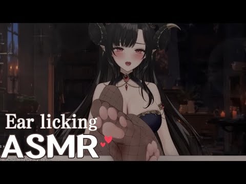 [3DIO/ASMR] 📜 Feet on Desk Ear Licking ✨🖤