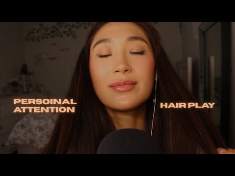 ASMR Hair Play 💆‍♀️ Gentle Finger Combing for Deep Relaxation & Tingles (music backround)