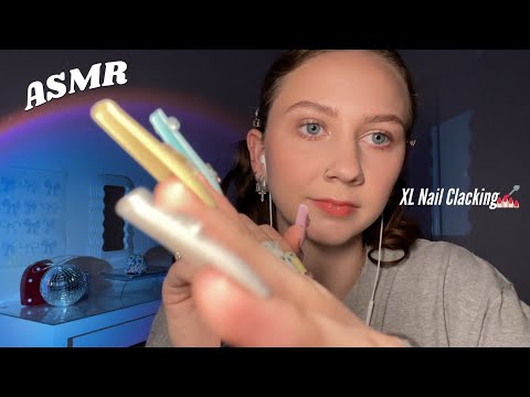 ASMR w XL Nails 💅🏻💖 nail clacking/tapping, hand sounds, lip gloss sounds, & mouth sounds