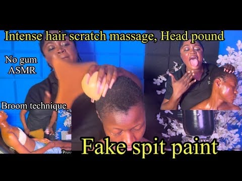 ASMR ✨broom technique body massage,Agressive head scratch with tools, fake spit paint