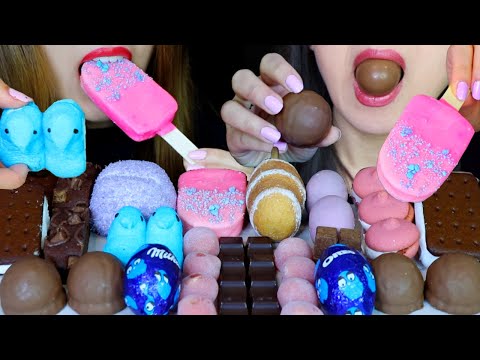 ASMR COTTON CANDY MARSHMALLOW POP, OREO CHOCOLATE, ICE CREAM, MOCHI, SNOBALLS, PEEPS, CADBURY CAKE먹방