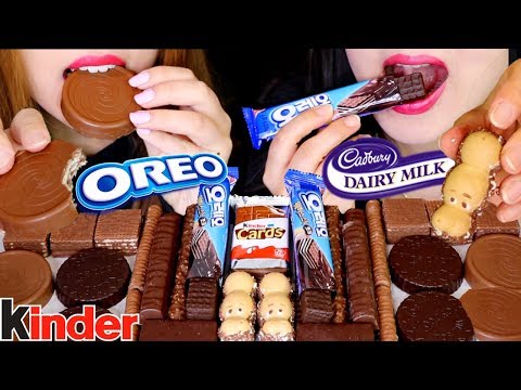 ASMR KINDER CHOCOLATE, OREO BAR, CADBURY CHOCOLATE ROUNDS, DARK CHOCOLATE 리얼사운드 먹방 | Kim&Liz ASMR