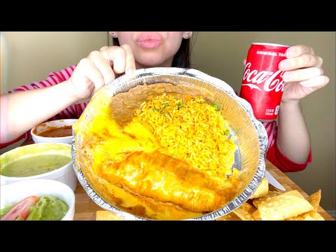 ASMR Smothered Cheesy Wet Burrito (beef tongue 👅) (Chips & Salsa) Intense Eating Sounds