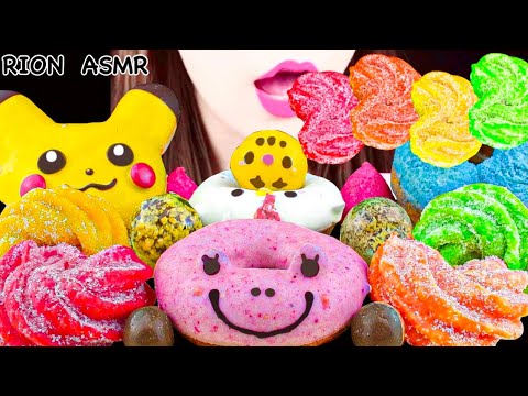 【ASMR】DONUT PARTY🍩 CHURRO,PIKACHU DONUT,ANIMAL DONUT,CANDIED DONUT  MUKBANG 먹방 EATING SOUNDS