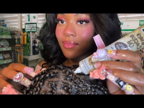 ASMR The Lady Behind You in Dollar Tree Scratches Your Itchy Braids 💙 Scalp Oiling & Skincare