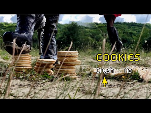 Over Knee Boots Crushing Food: Pea vs. Cookies! Oddly Satisfying ASMR