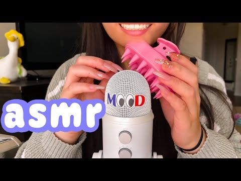 ASMR Long Nail Tapping, Mic Scratching, Stickers on Mic, Trigger Assortment