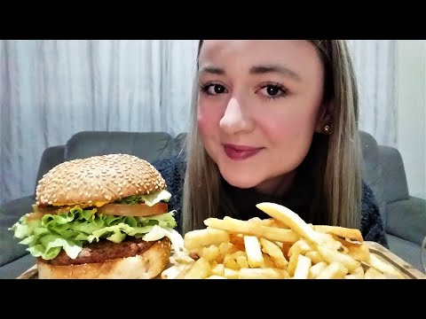 ASMR: HAMBÚRGUER DE FRANGO E BATATA FRITA