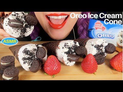 ASMR  오레오 아이스크림콘 +.미니 오레오쿠키  리얼사운드 먹방| OREO ICE CREAM CONE+MINI OREO COOKIE EATING SOUND|CURIE. ASMR