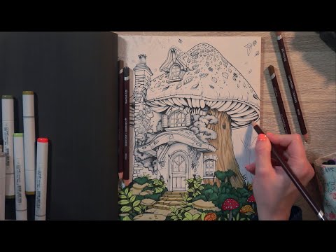 ASMR Colouring with Pens & Pencils - Long Video