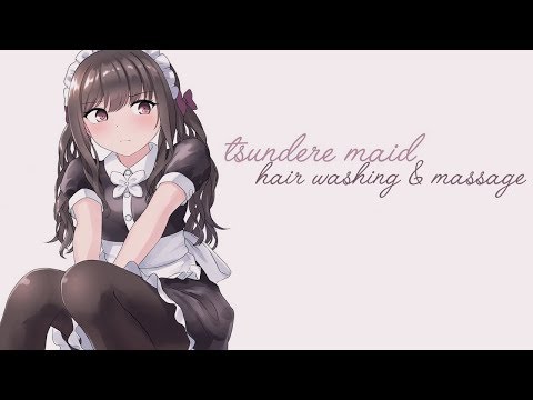 [ASMR] Tsundere Maid Hair Washing, Cutting & Scalp Massage [Binaural] [Personal Attention]