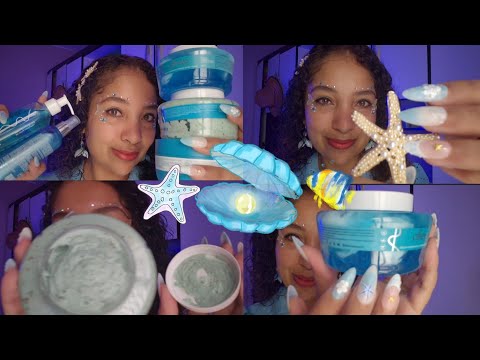 ASMR SPA no fundo do oceano 🌊🪸🐚 águas, spa facial, hidratação corporal,  massagens, esfoliação