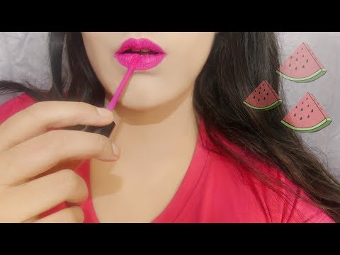 ASMR Mouth Sounds, Watermelon Candy, Lipstick Application