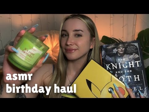 ASMR my birthday haul (close whispers, lots of triggers)