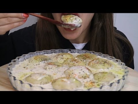 ASMR CREAMY YOGHURT WITH STUFFED DUMPLINGS / KIBBEH LABANIEH / MUKBANG / CREMA ASMR #asmr #mukbang