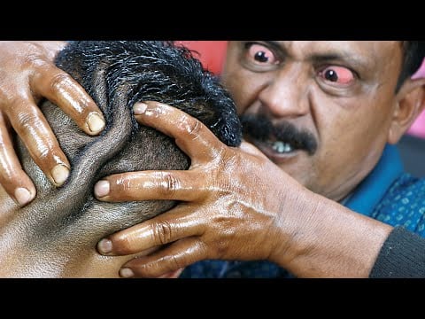 The Big Eye Barber Has Unbelievable Massage Skills | Head Massage With Neck Crack And Ear Crack ASMR