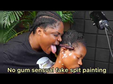 Asmr ✨no gum sensual fake spit painting Ear to neck massage | butter cream Neck massage