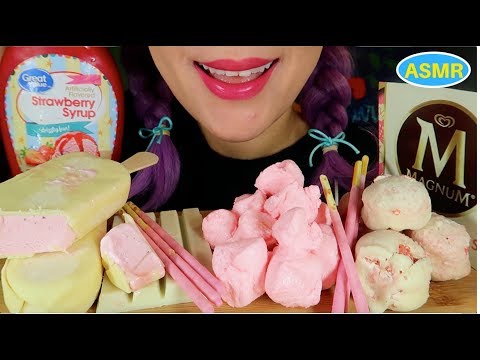 ASMR MAGNUM,KIT KAT,POCKY,STRAWBERRY MARSHMALLOW EATING SOUND |매그넘, 킷캣,딸기마시멜로 리얼사운드 먹방 |CURIE.ASMR