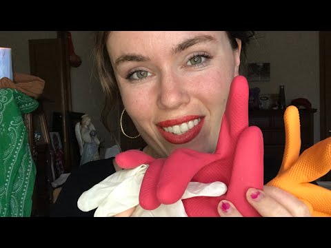 ASMR Rubber Gloves Show Off, Hand Movements, Whisper